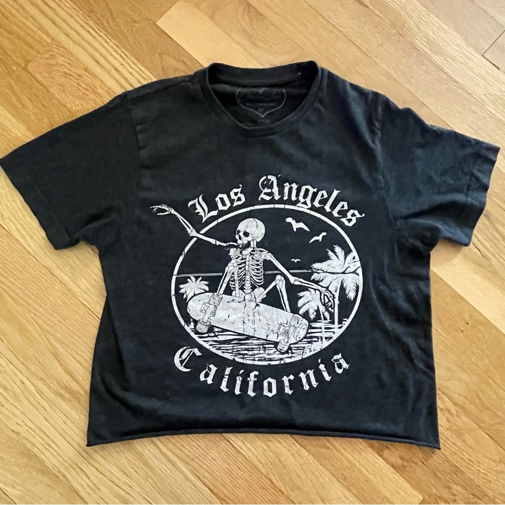 Los Angeles California Skeleton Skateboarding Crop Top Sz-X-Small